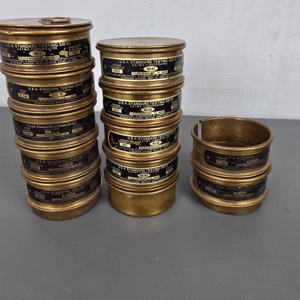 11 W.S. Tyler Brass Standard Testing Sieves ASTM E-11 No 4 to 140 Mesh Set READ